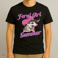 Feral Girl Summer Retro Possum Funny Meme T-Shirt thumb 3