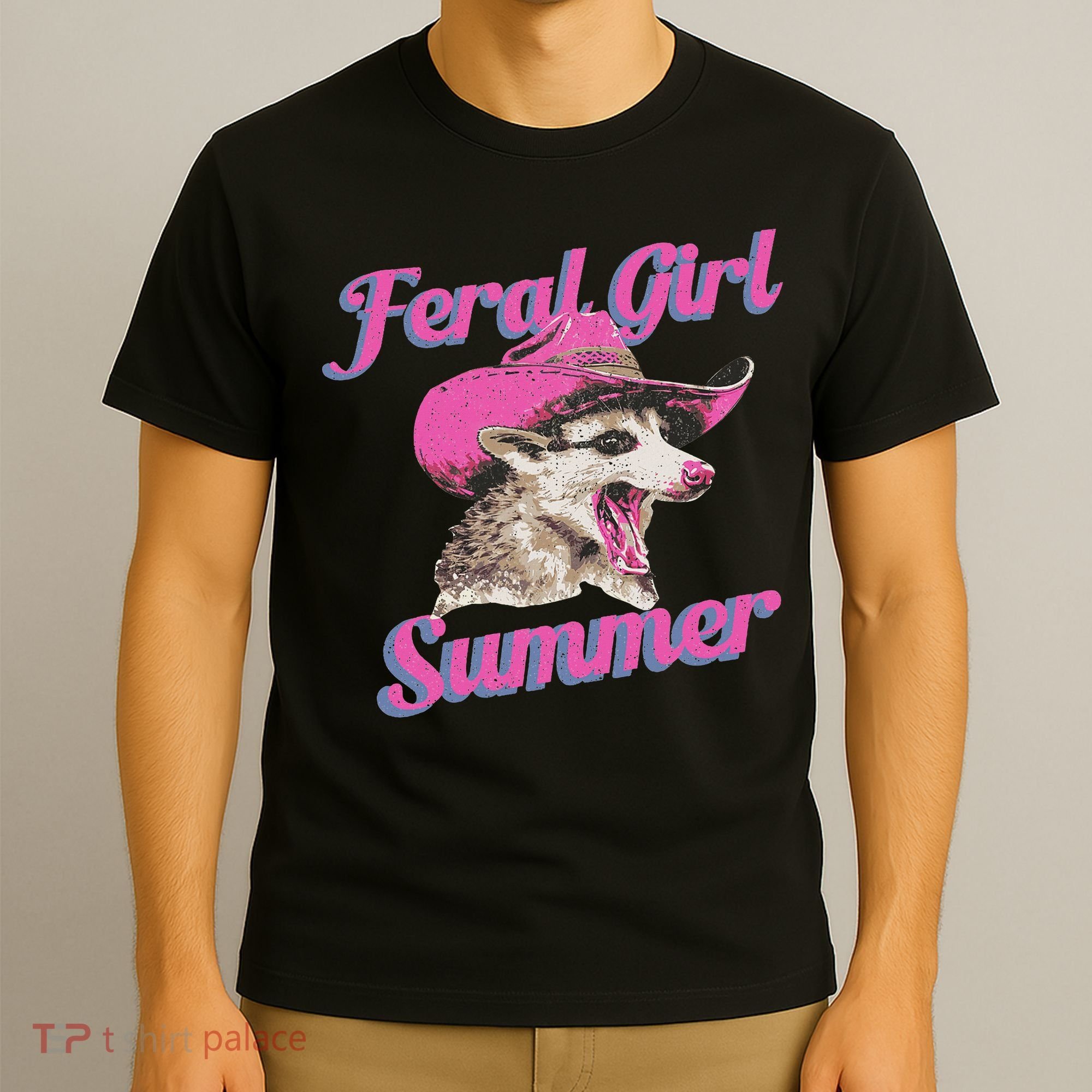 Feral Girl Summer Retro Possum Funny Meme T-Shirt