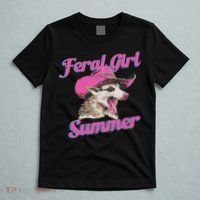Feral Girl Summer Retro Possum Funny Meme T-Shirt thumb 5