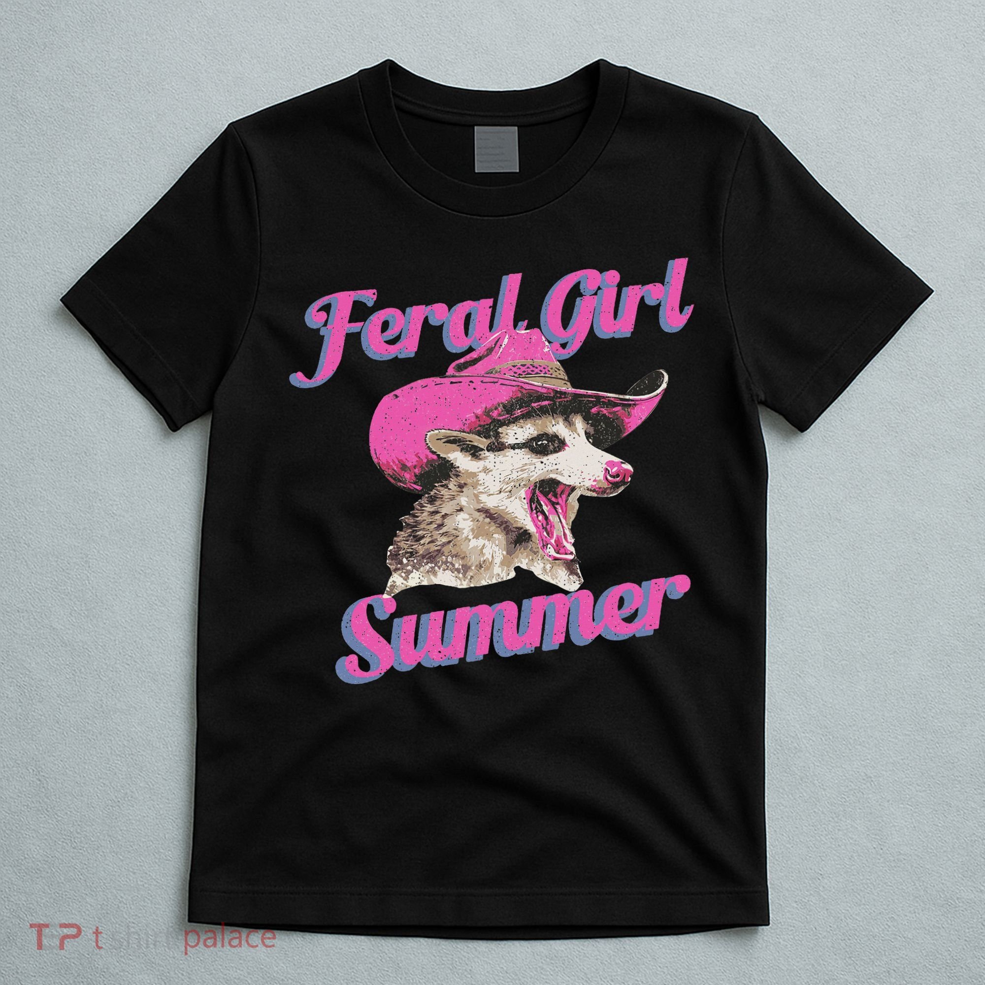 Feral Girl Summer Retro Possum Funny Meme T-Shirt