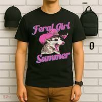 Feral Girl Summer Retro Possum Funny Meme T-Shirt thumb 6