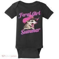 Feral Girl Summer Retro Possum Funny Meme Baby Bodysuit thumb 0