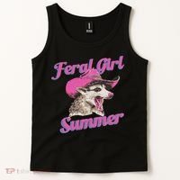 Feral Girl Summer Retro Possum Funny Meme Tank Top thumb 2