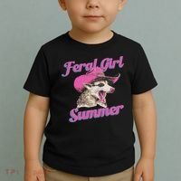 Feral Girl Summer Retro Possum Funny Meme Toddler T-Shirt thumb 2