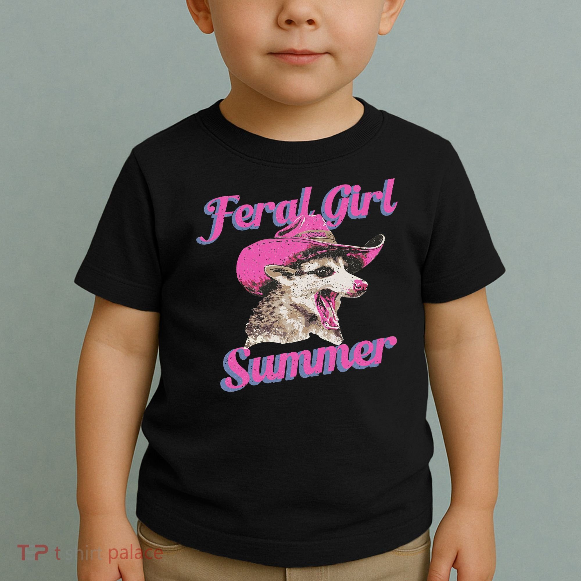 Feral Girl Summer Retro Possum Funny Meme Toddler T-Shirt