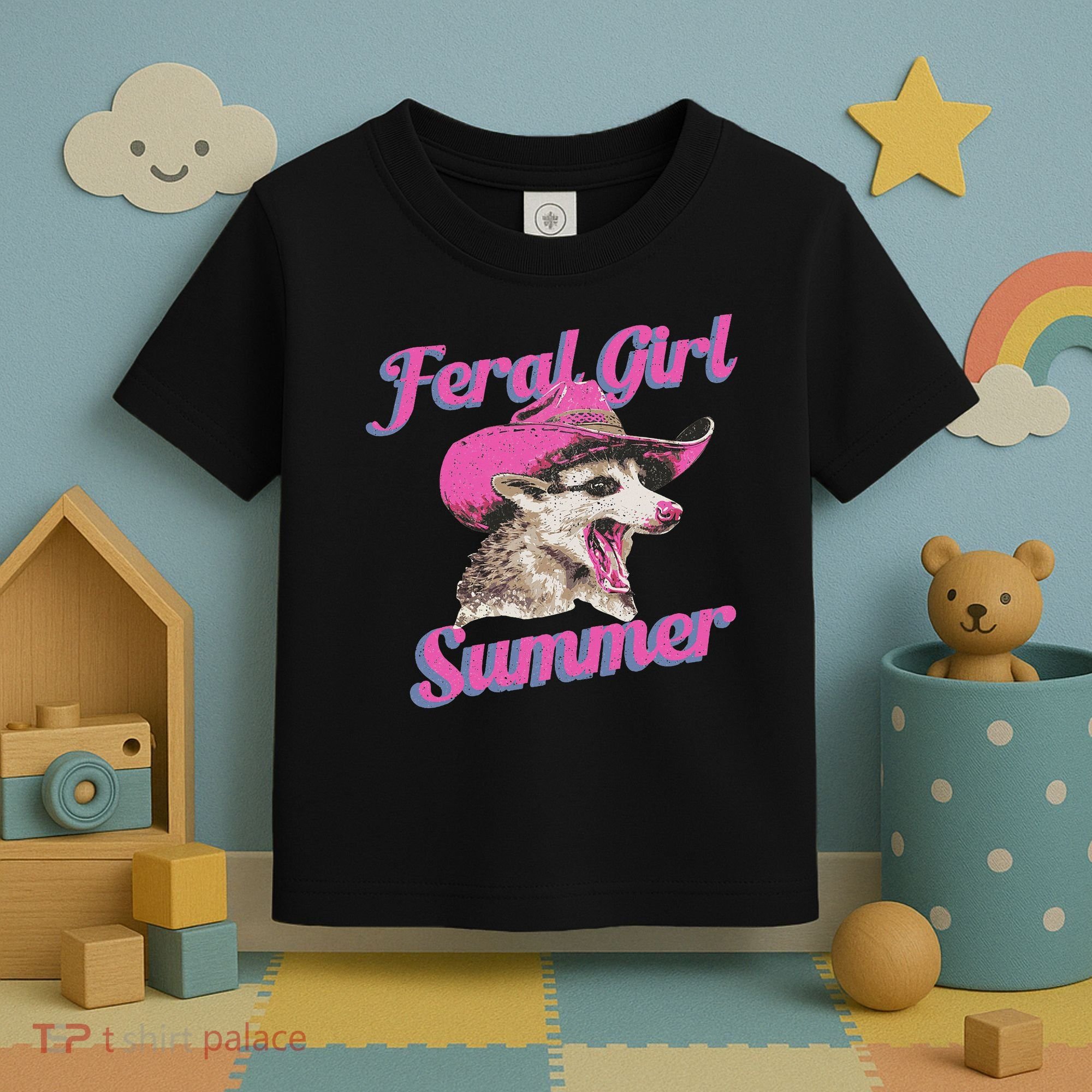 Feral Girl Summer Retro Possum Funny Meme Toddler T-Shirt