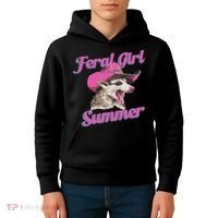 Feral Girl Summer Retro Possum Funny Meme Kids Hoodie thumb 4