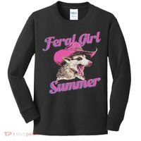 Feral Girl Summer Retro Possum Funny Meme Kids Long Sleeve Shirt thumb 0