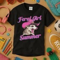 Feral Girl Summer Retro Possum Funny Meme Kids T-Shirt thumb 3