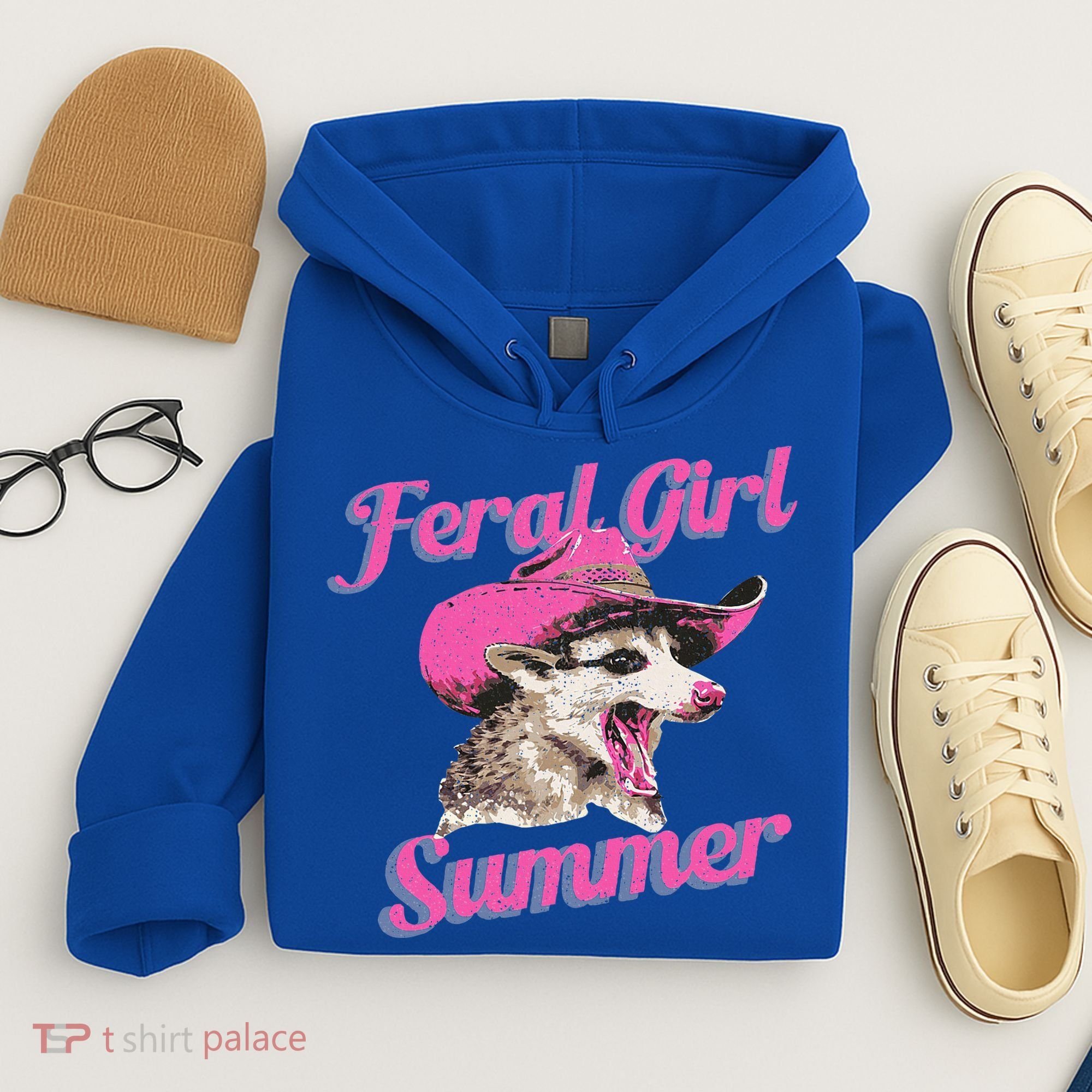 Feral Girl Summer Retro Possum Hoodie