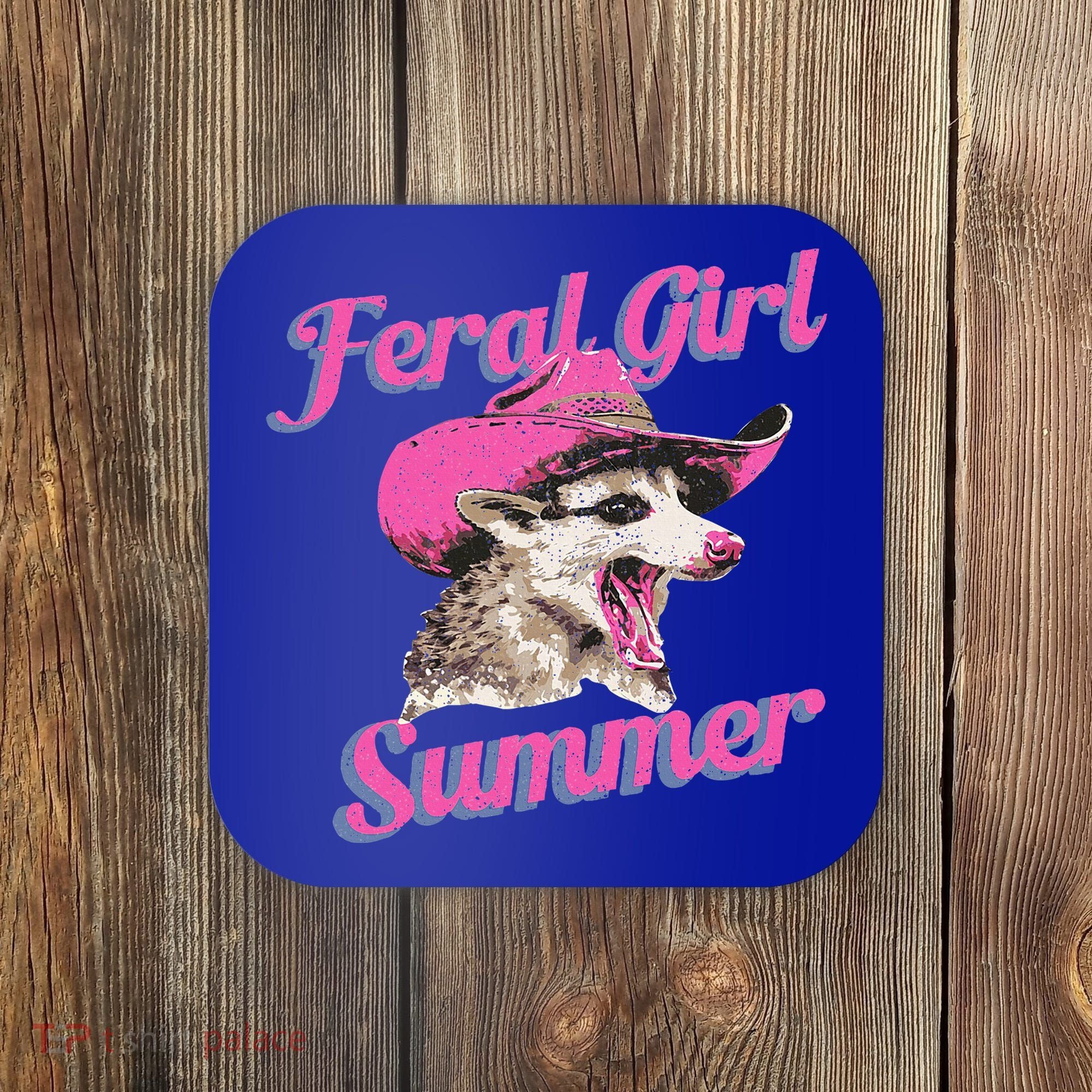 Feral Girl Summer Retro Possum Coaster