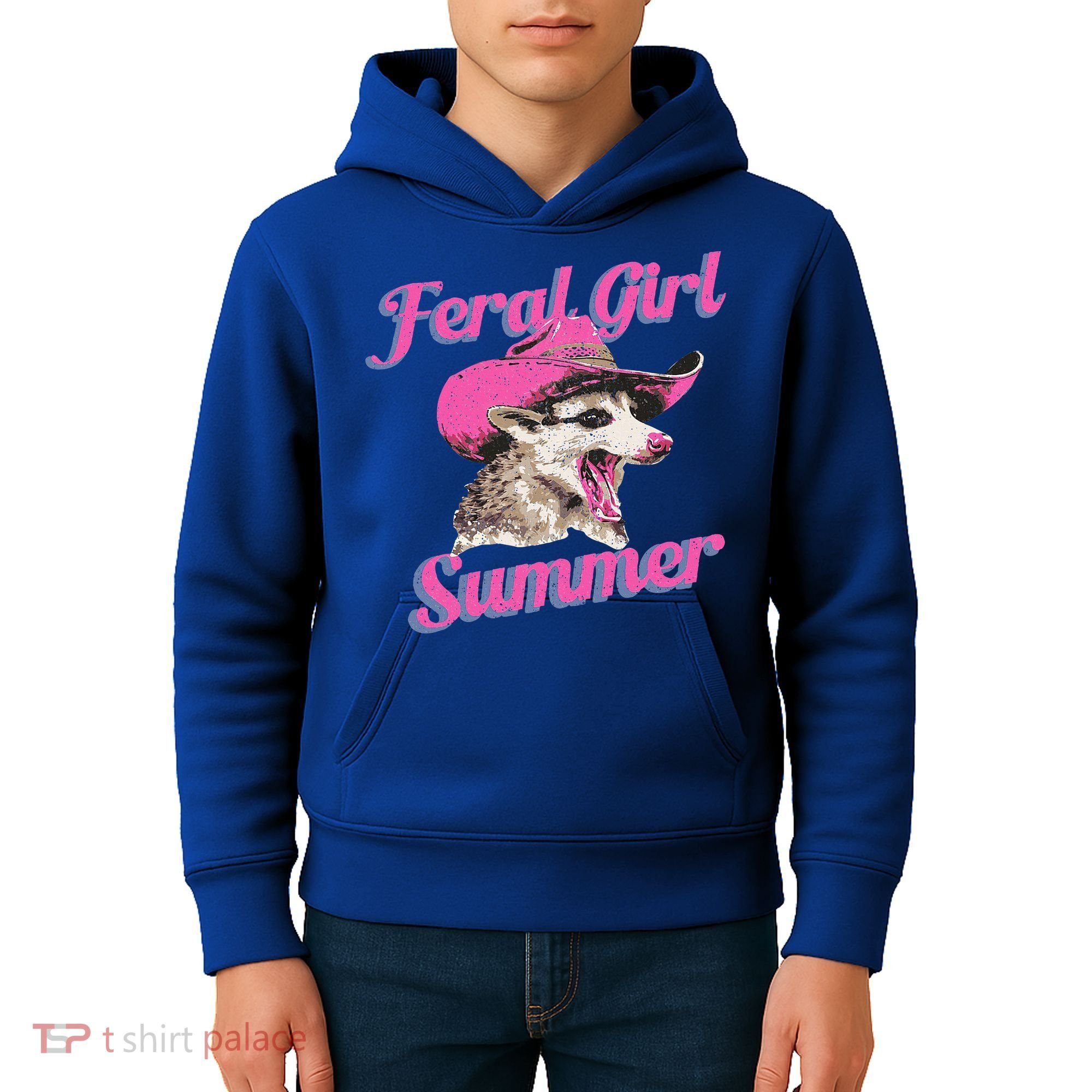 Feral Girl Summer Retro Possum Kids Hoodie