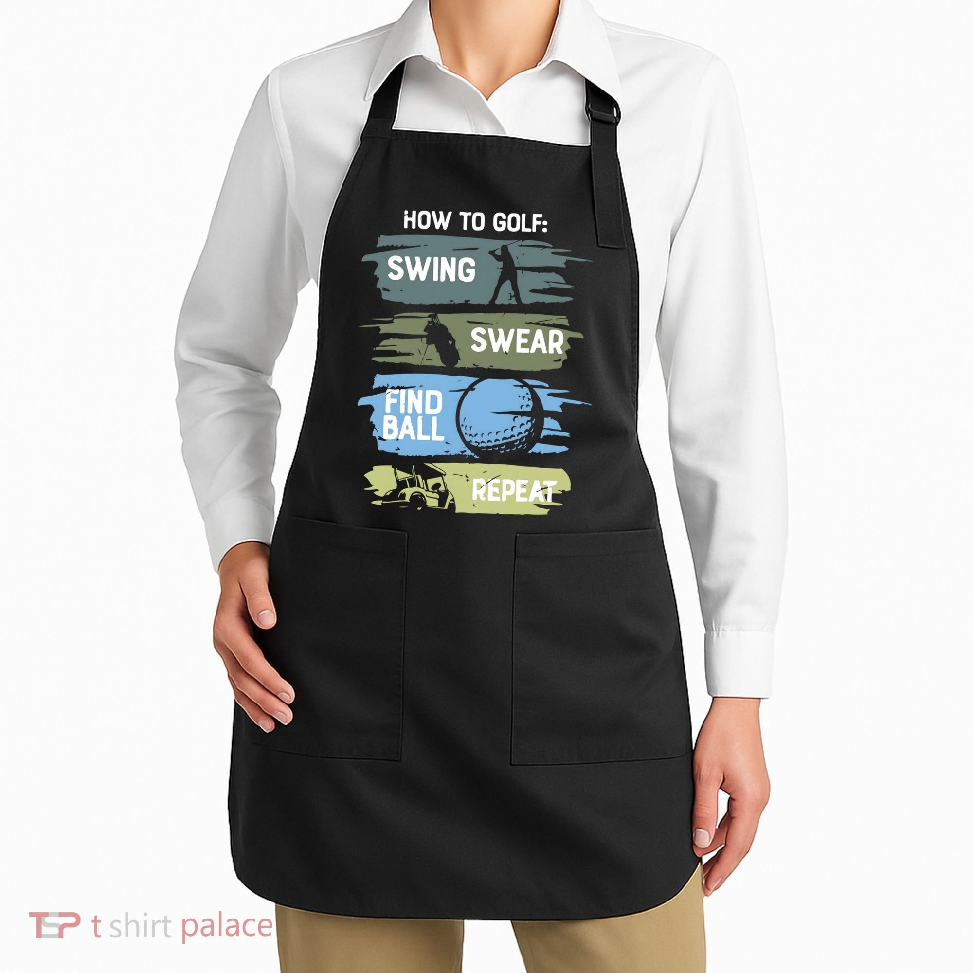 Funny Golf Swing Swear Findball Repeat Apron