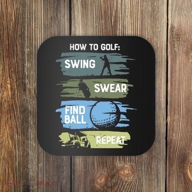 Funny Golf Swing Swear Findball Repeat Coaster