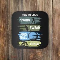 Funny Golf Swing Swear Findball Repeat Coaster thumb 0