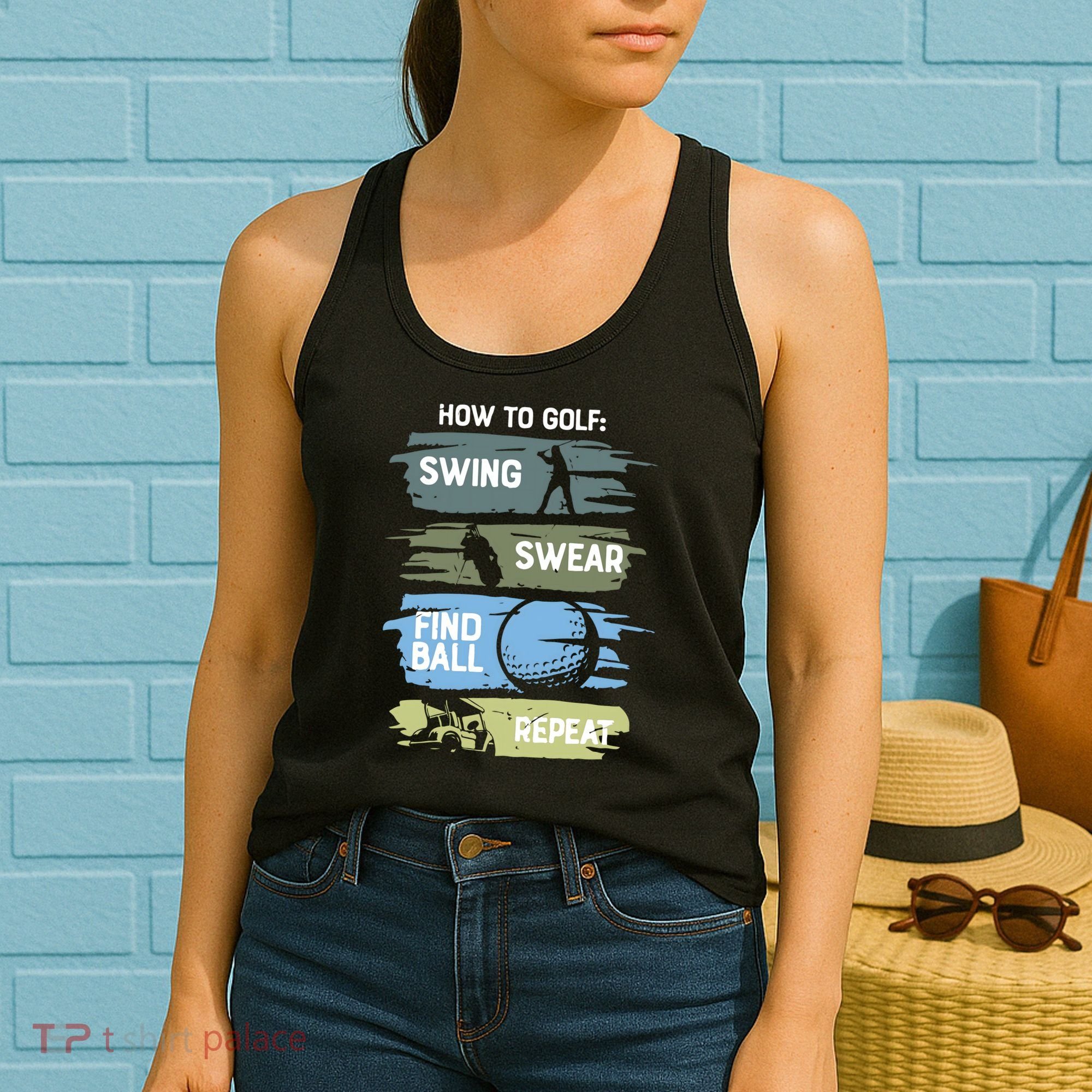 Funny Golf Swing Swear Findball Repeat Women's Tank Top