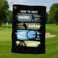 Funny Golf Swing Swear Findball Repeat Golf Towel thumb 1