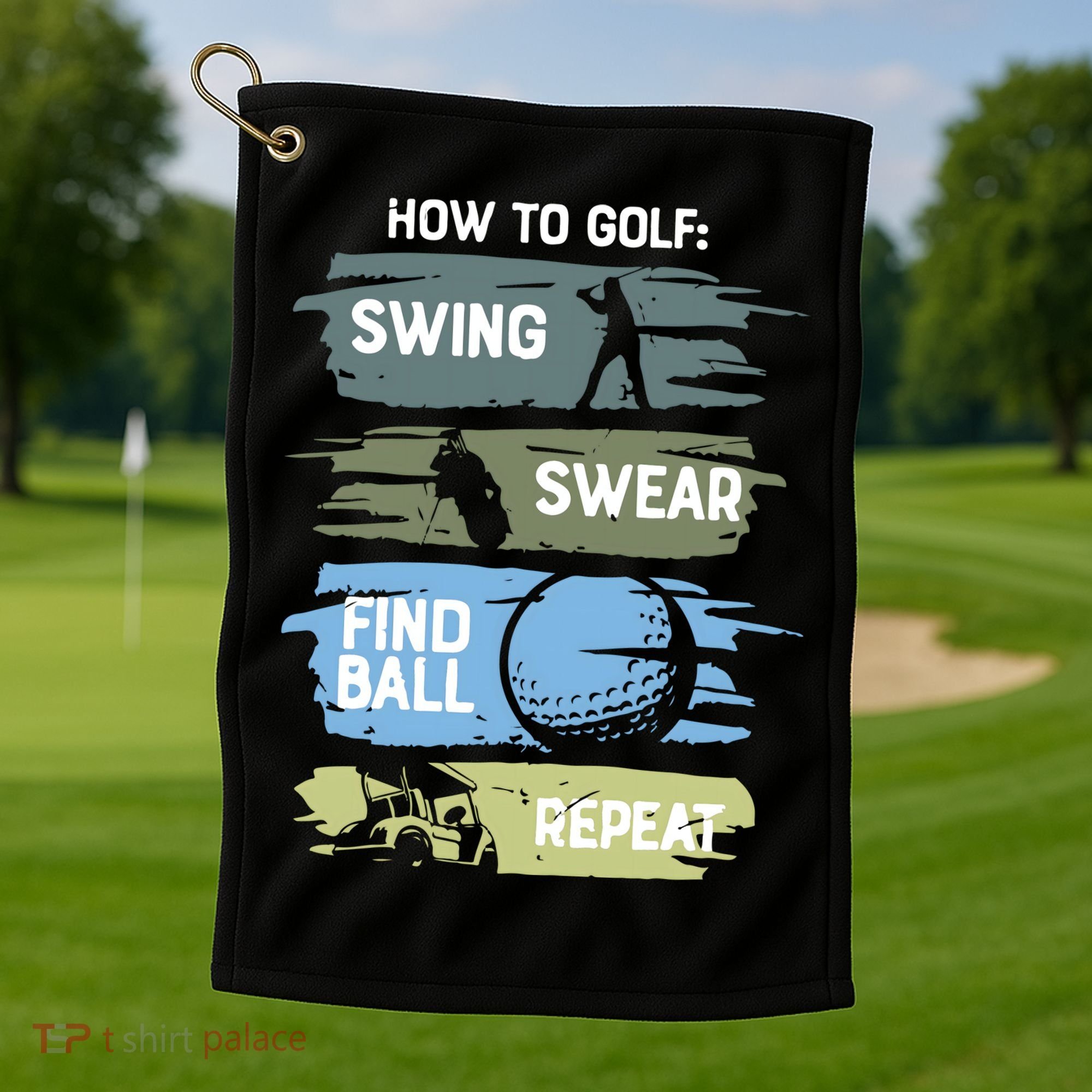 Funny Golf Swing Swear Findball Repeat Golf Towel
