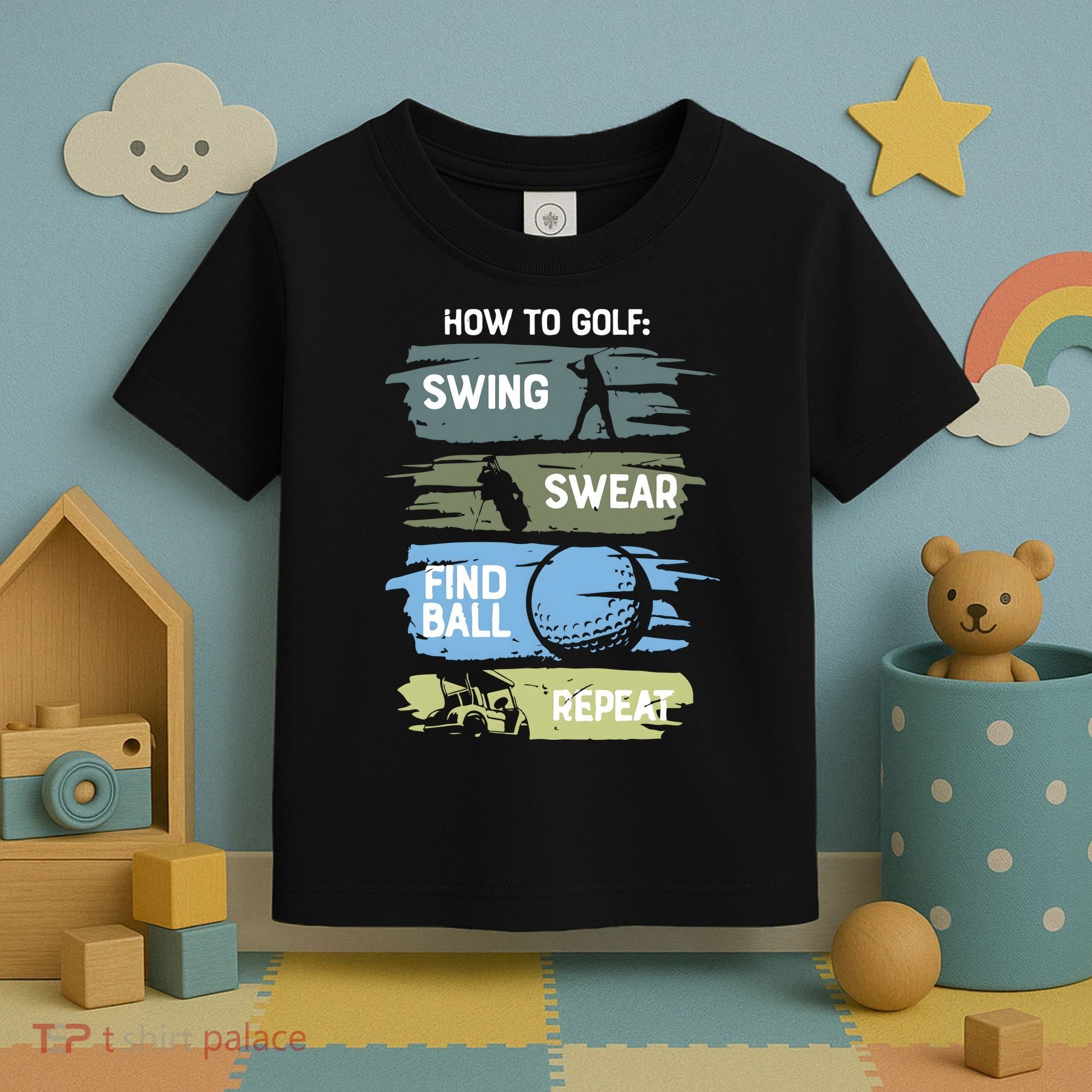 Funny Golf Swing Swear Findball Repeat Toddler T-Shirt