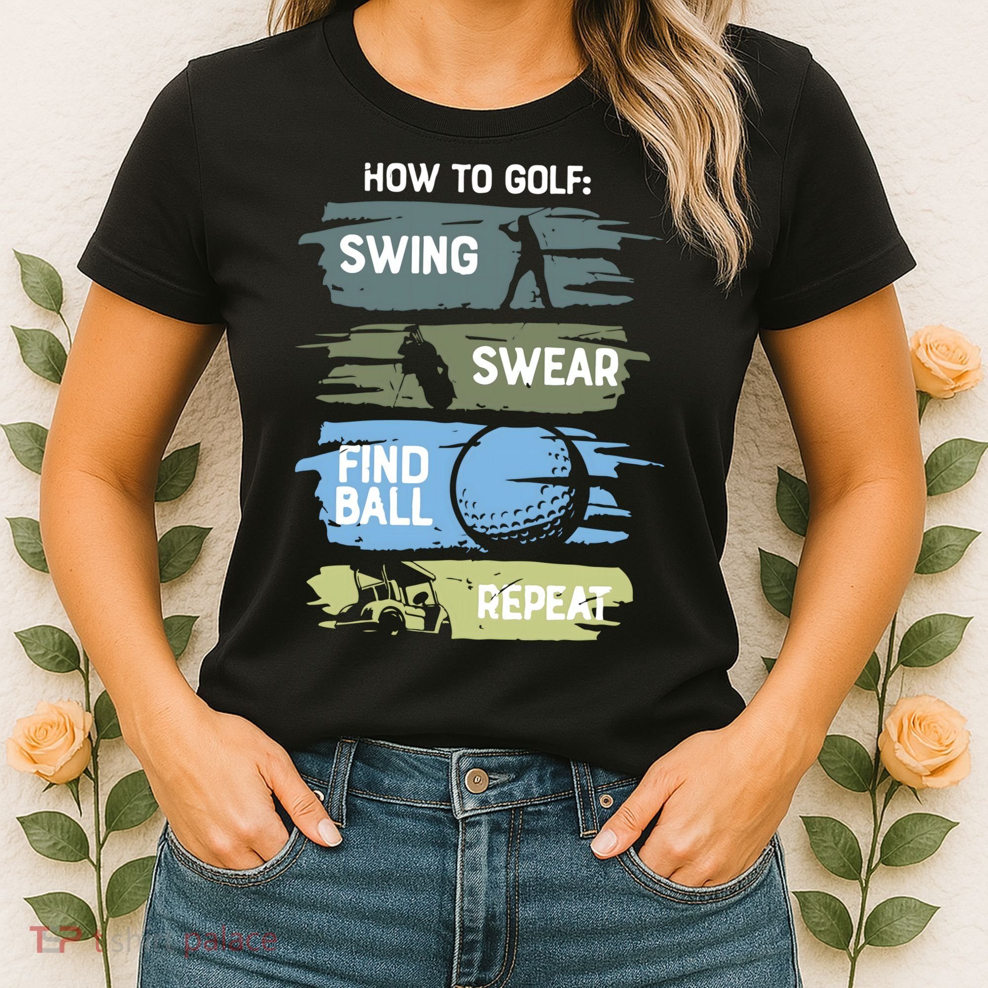 Funny Golf Swing Swear Findball Repeat Women's T-Shirt