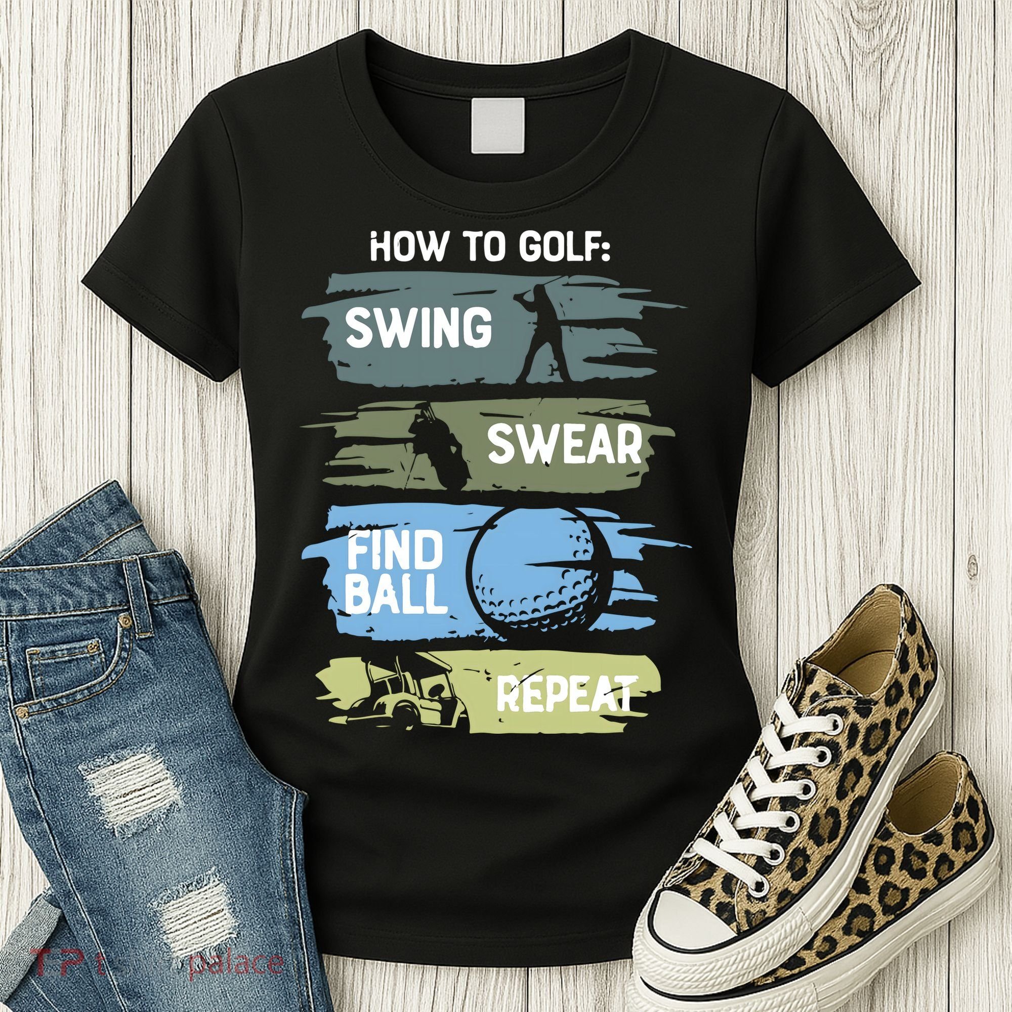 Funny Golf Swing Swear Findball Repeat Women's T-Shirt