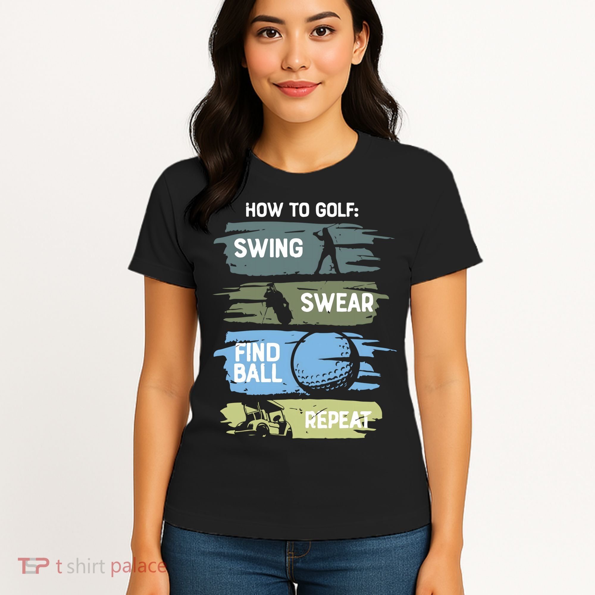 Funny Golf Swing Swear Findball Repeat Women's T-Shirt