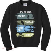 Funny Golf Swing Swear Findball Repeat Kids Sweatshirt thumb 0