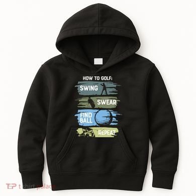 Funny Golf Swing Swear Findball Repeat Kids Hoodie