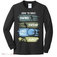 Funny Golf Swing Swear Findball Repeat Kids Long Sleeve Shirt thumb 0