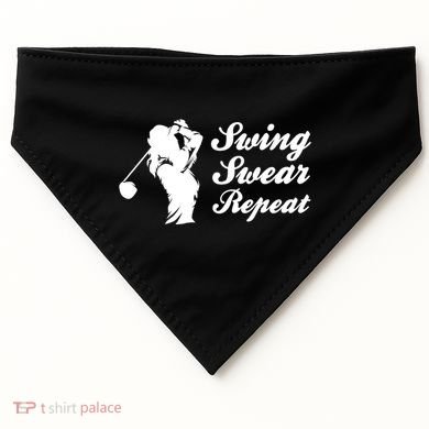 Funny Golf Swing Swear Repeat Female Golfer Version USA-Made Doggie Bandana