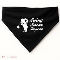 Funny Golf Swing Swear Repeat Female Golfer Version USA-Made Doggie Bandana thumb 0