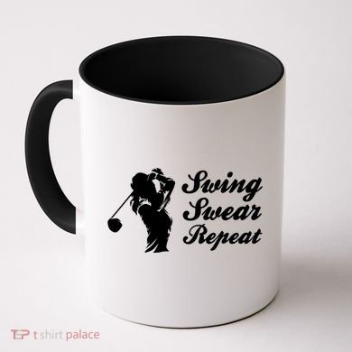 Funny Golf Swing Swear Repeat Female Golfer Version Coffee Mug