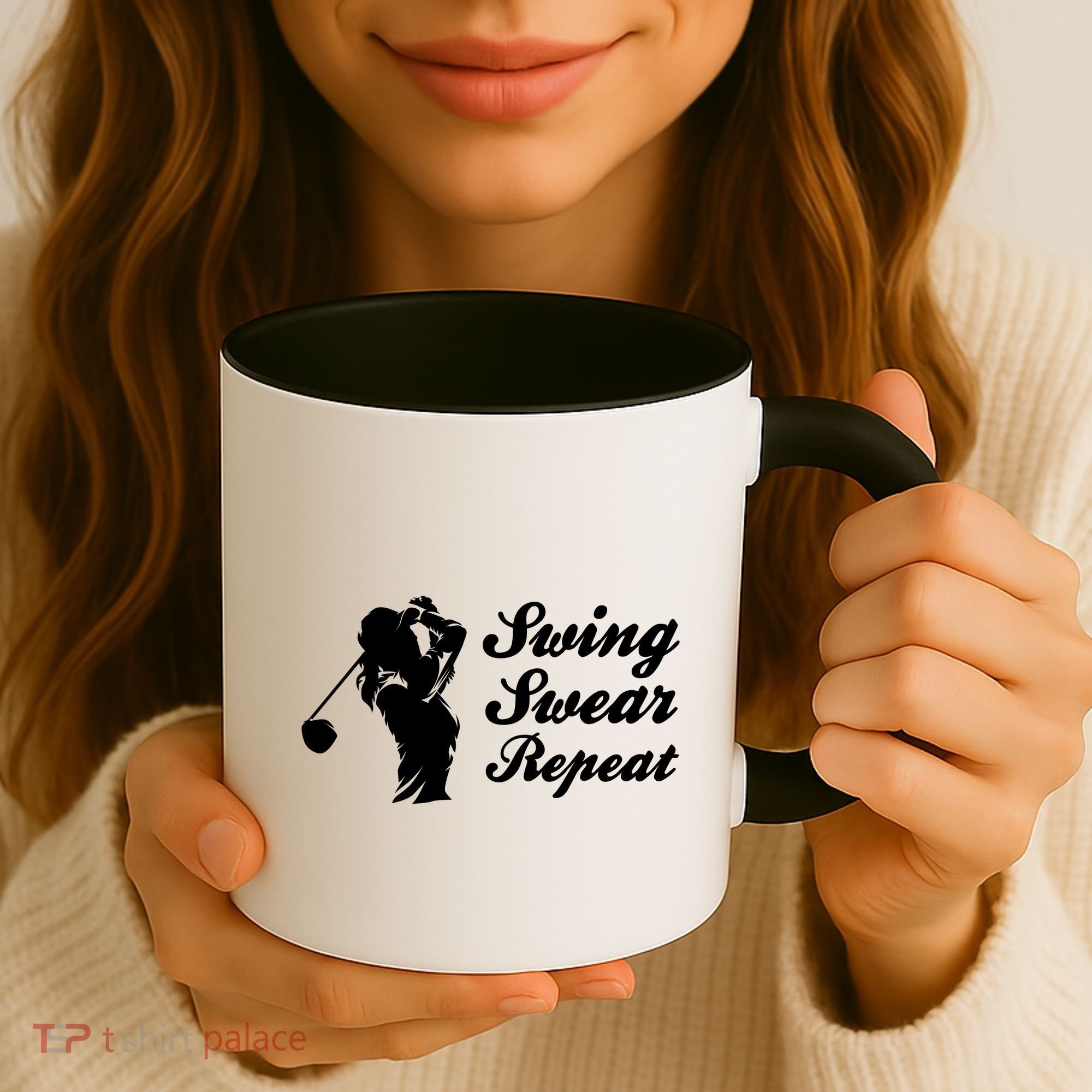 Funny Golf Swing Swear Repeat Female Golfer Version Coffee Mug
