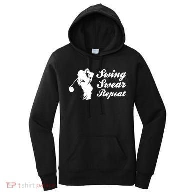 Funny Golf Swing Swear Repeat Female Golfer Version Women's Hoodie