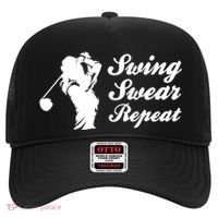 Funny Golf Swing Swear Repeat Female Golfer Version Hat thumb 0