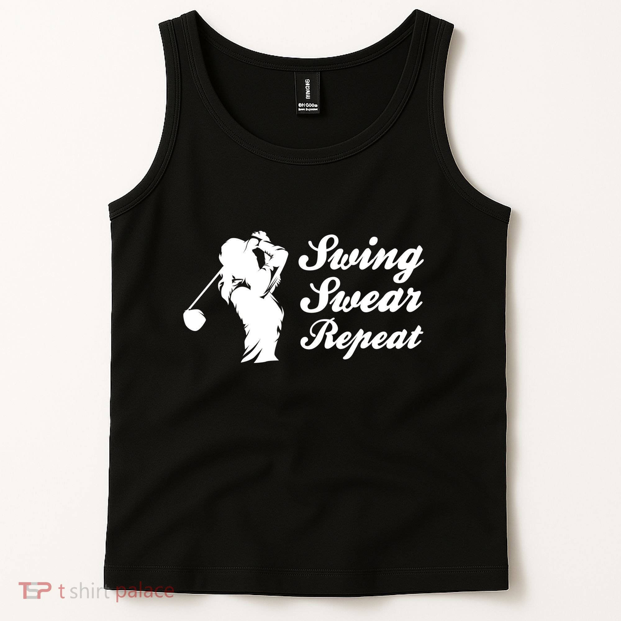 Funny Golf Swing Swear Repeat Female Golfer Version Tank Top