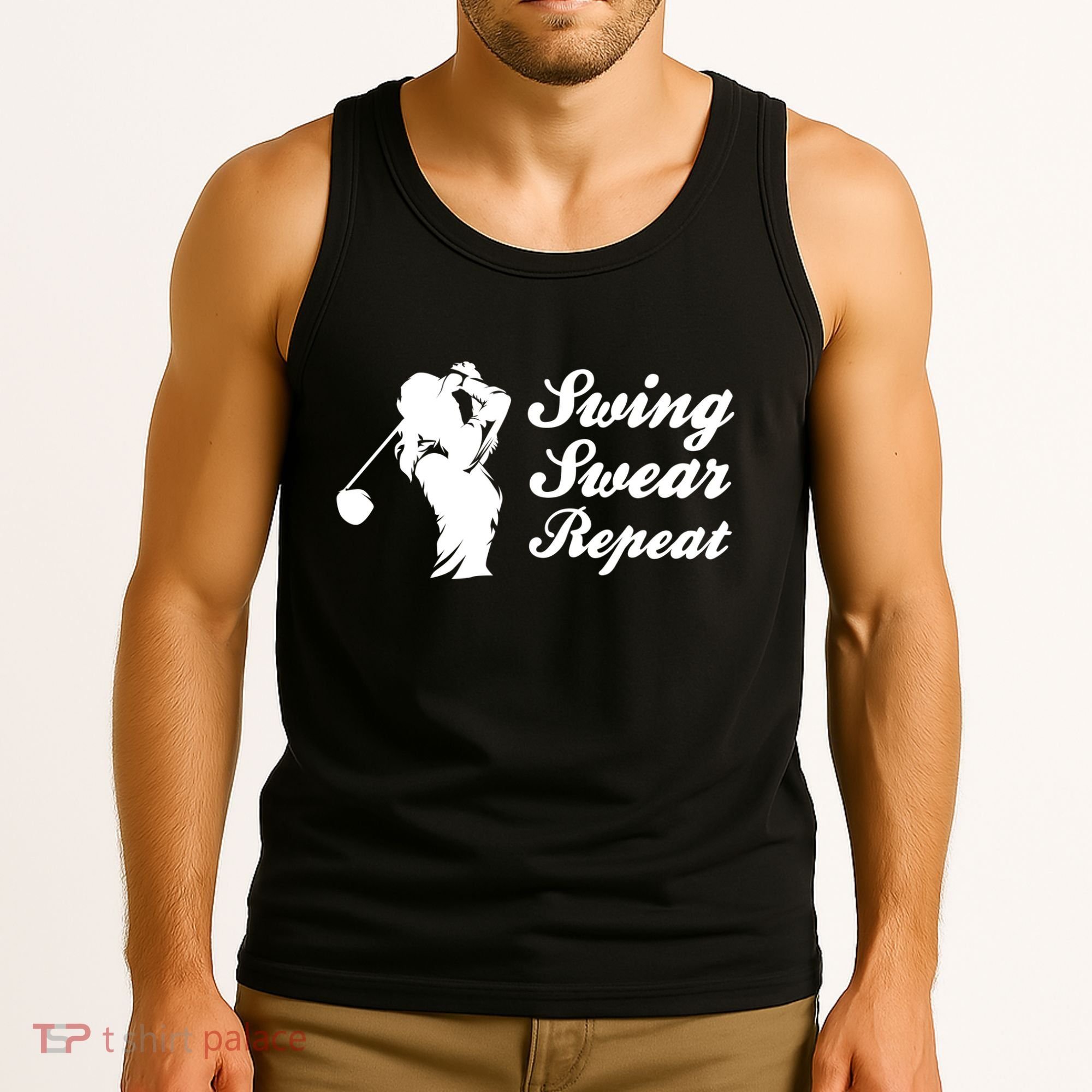 Funny Golf Swing Swear Repeat Female Golfer Version Tank Top