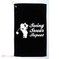 Funny Golf Swing Swear Repeat Female Golfer Version Golf Towel thumb 0