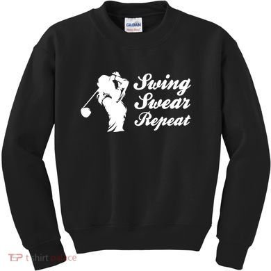 Funny Golf Swing Swear Repeat Female Golfer Version Kids Sweatshirt
