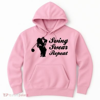 Funny Golf Swing Swear Repeat Female Golfer Version Hoodie