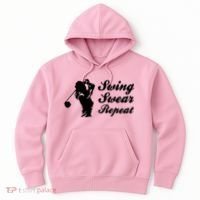 Funny Golf Swing Swear Repeat Female Golfer Version Hoodie thumb 0