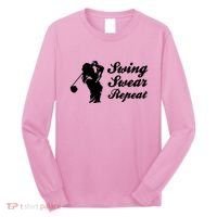 Funny Golf Swing Swear Repeat Female Golfer Version Long Sleeve Shirt thumb 0