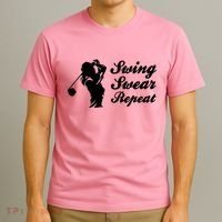 Funny Golf Swing Swear Repeat Female Golfer Version T-Shirt thumb 3