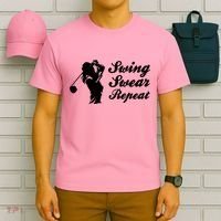 Funny Golf Swing Swear Repeat Female Golfer Version T-Shirt thumb 6