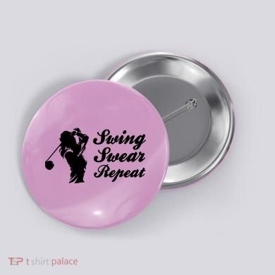 Funny Golf Swing Swear Repeat Female Golfer Version Button