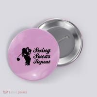 Funny Golf Swing Swear Repeat Female Golfer Version Button thumb 0