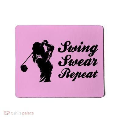 Funny Golf Swing Swear Repeat Female Golfer Version Mousepad