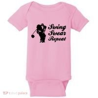 Funny Golf Swing Swear Repeat Female Golfer Version Baby Bodysuit thumb 0