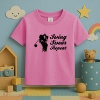Funny Golf Swing Swear Repeat Female Golfer Version Toddler T-Shirt thumb 3