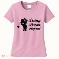 Funny Golf Swing Swear Repeat Female Golfer Version Women's T-Shirt thumb 0